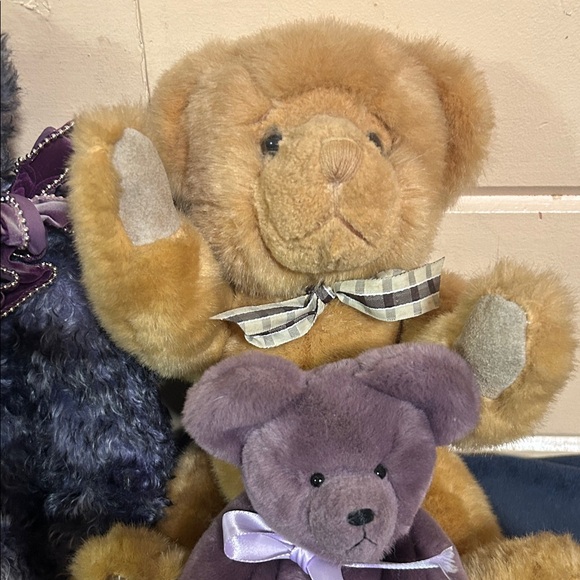 Vintage America Purple and Gold Teddy Bear Trio - Picture 3 of 8